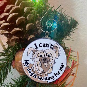 Chinese Crested Mini Ornament, Handmade Retro Dog Christmas Decor